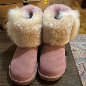 UGG Pink Winter & Rain Boots with Plush Fur Trim